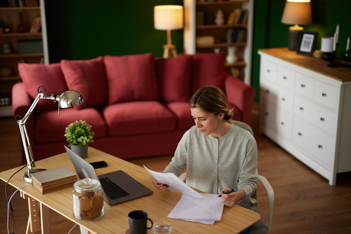 Women looking over financial documents