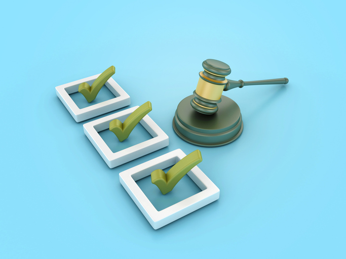 Checklist with gavel