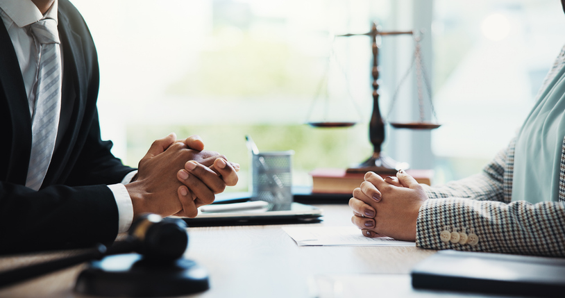 Attorney meeting with client